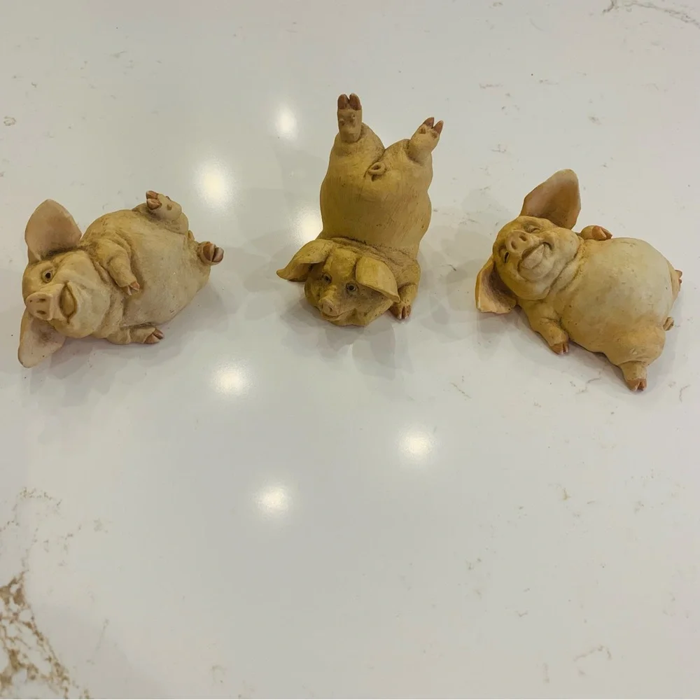 Vintage Set Of Three Little Pigs Ceramic 2001 By Home Interiors No Flaws 3x2 in - Picture 1 of 12